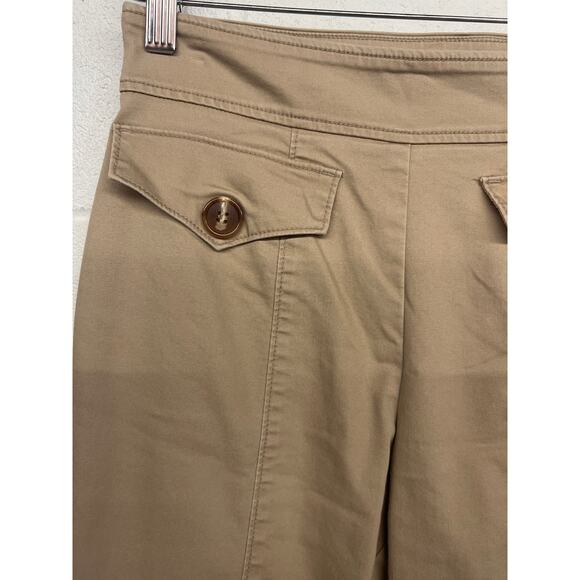 Toccin Sz 0 Xs Tan Safari Button Tab Tapered Slim High Rise Trouser Pants - Picture 5 of 8